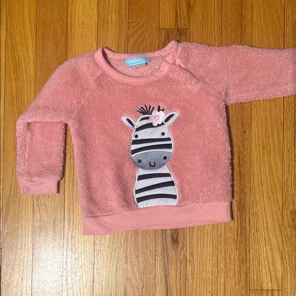 Adorable 18M Girls Pekkle Pink Zebra Fleece Sweatshirt